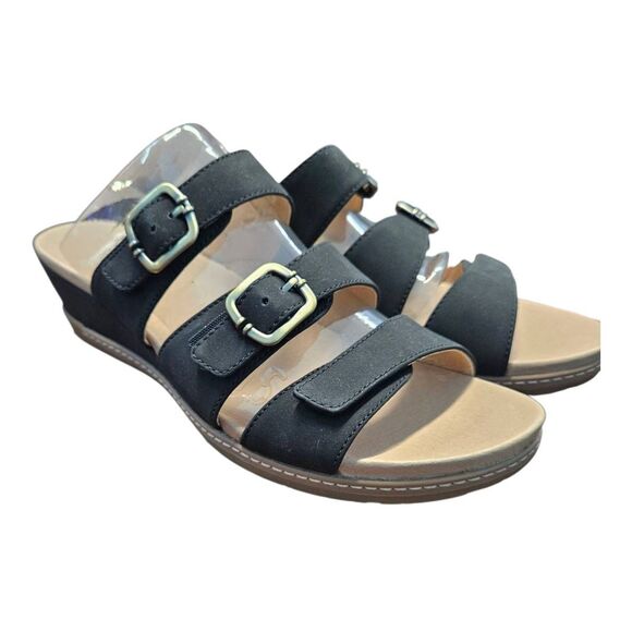 Dansko Alyson Black Leather Sandals Womens Size 10 New in Box - Picture 2 of 9